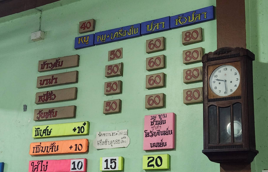 タイ語表示メニュー